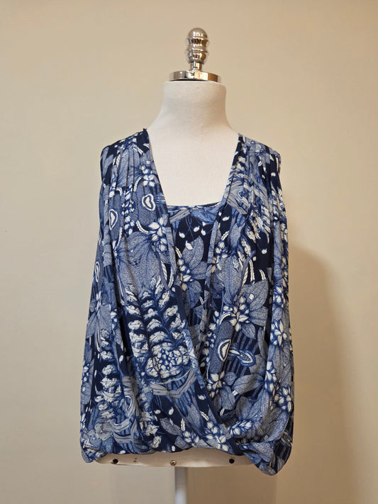 Regata Blusa TVZ Drapeada Transpassada Azul