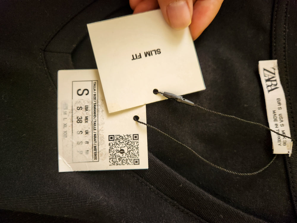 Camiseta Zara Preto Liso Slim