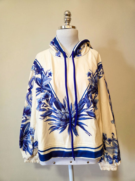 Moletom Farm Floral Azul Tons de Creme