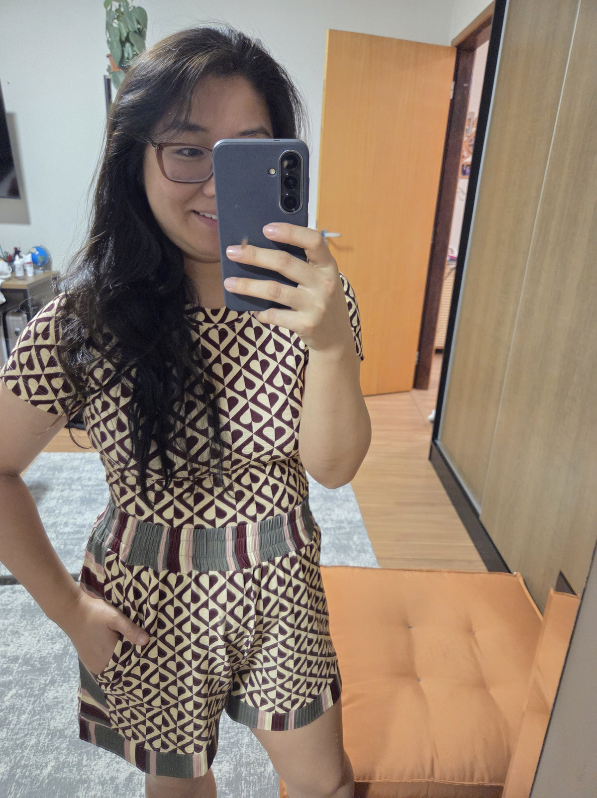 Conjunto Farm Blusinha e Shorts Corações Meio a Meio
