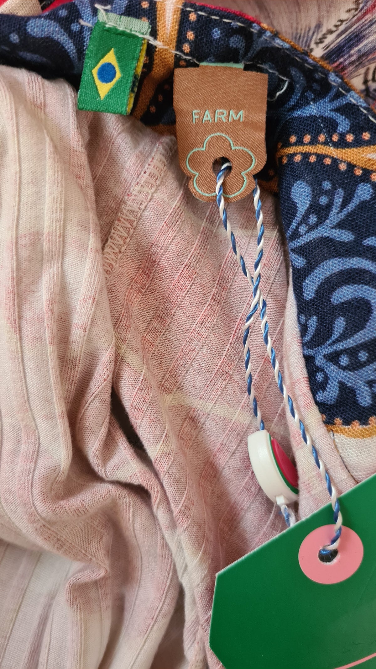 Vestido Farm Curto Floral Thay Macrame Bege
