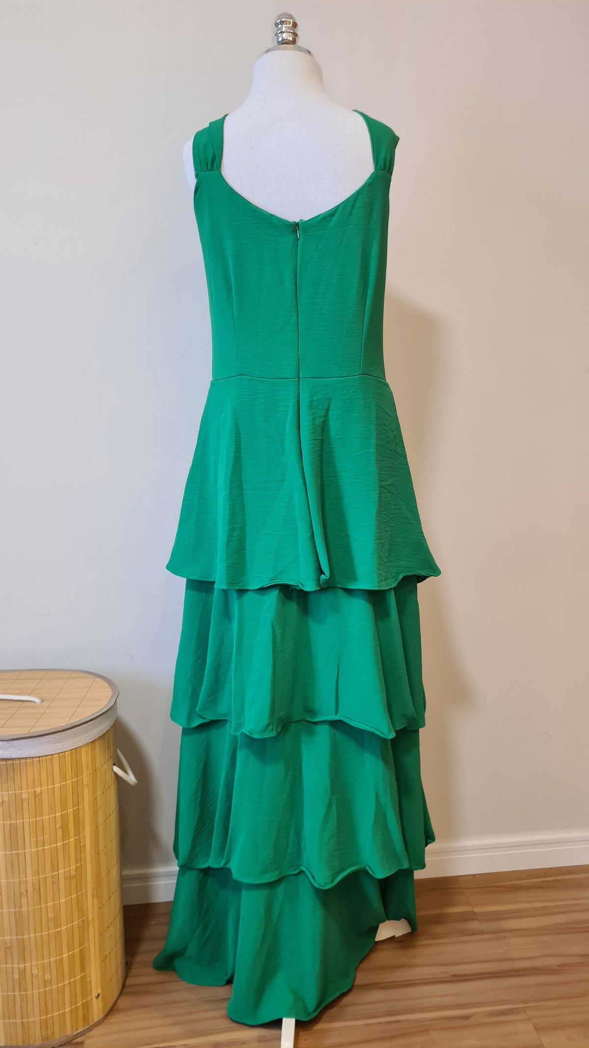 Vestido Linda Rosa Verde Babados