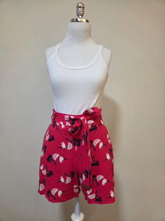 Short Estampado com Faixa de Amarração Maria Filó Rosa