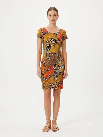 Vestido Farm Curto Animal Print Onças Canelado