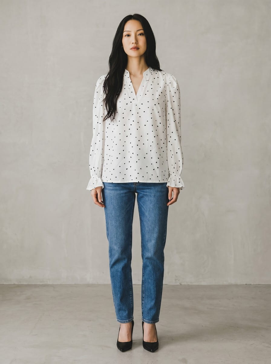 Blusinha Shein Corações Manga Longa