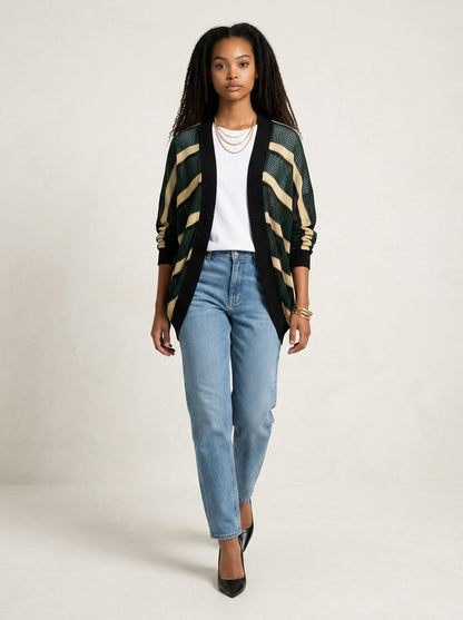 Kimono Maria Filó Trico Listrado com Lurex
