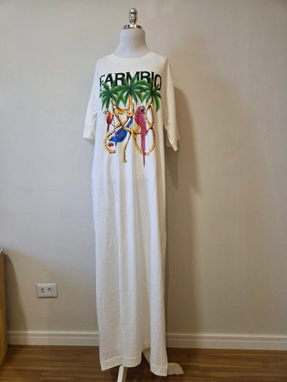 Vestido Farm Cordas e Aves - Modelagem T-shirt