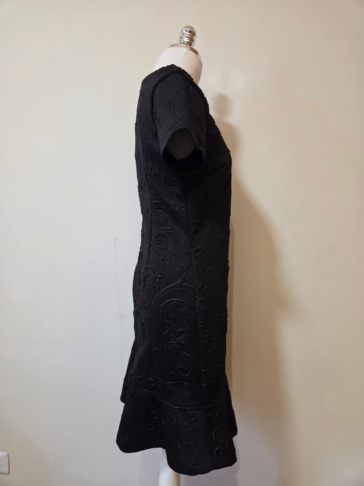 Vestido Mob Preto Texturizado Floral