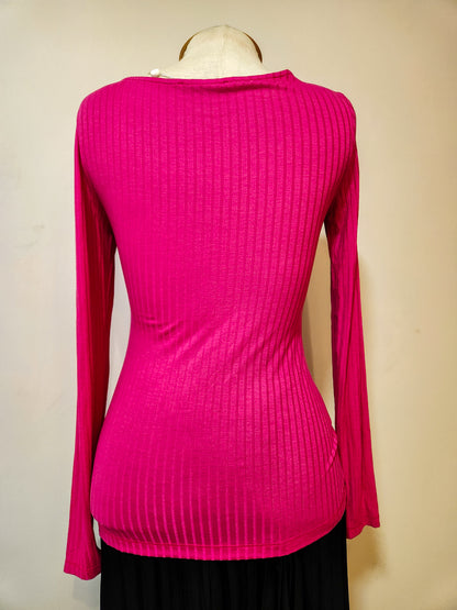 Blusinha Dzarm Pink Canelada de Manga Comprida