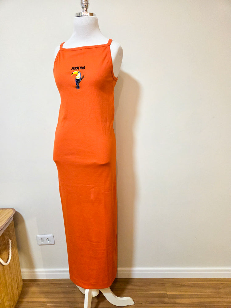 Vestido Farm Laranja Canelado Tucano