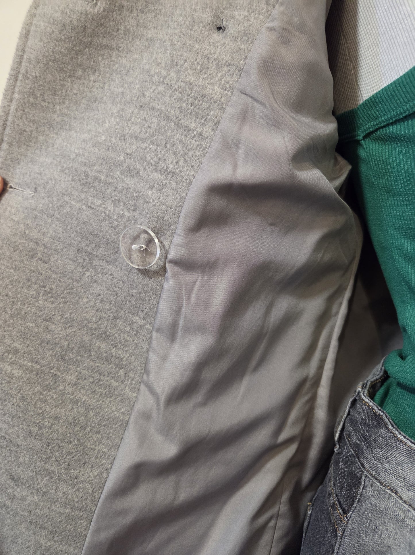 Casaco H&M Lã Batida Cinza