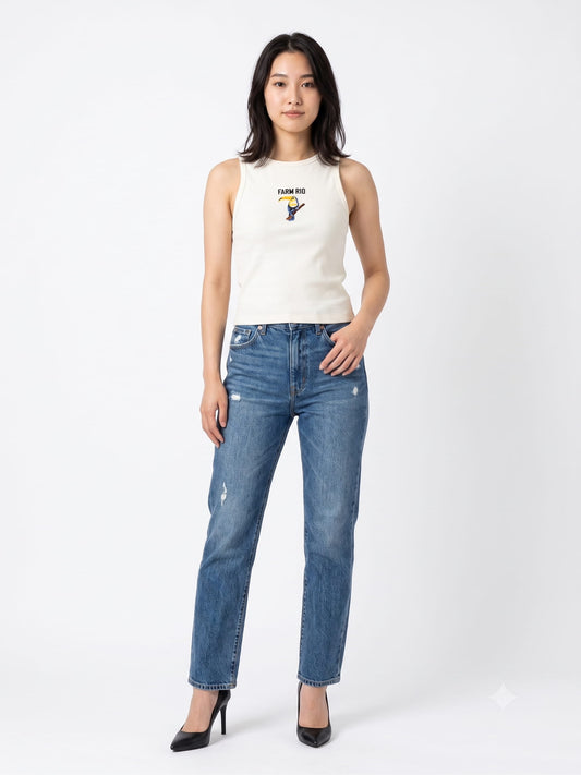 Regata Farm Rio com Bordado de Tucano – Canelada Off White
