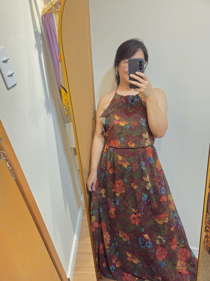 Vestido Farm Floral Tons Terrosos Frente Única