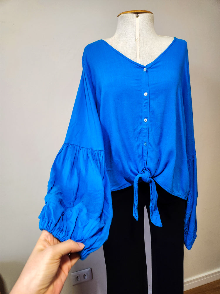 Blusinha Azul Nova Manga Comprida