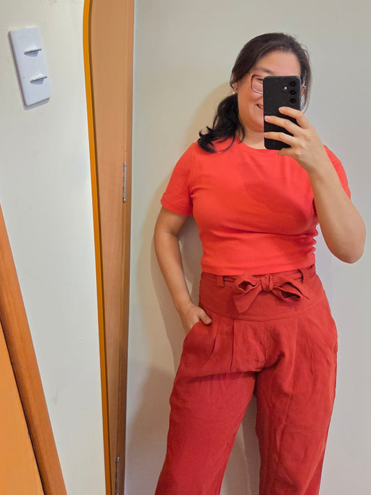 Blusinha Farm Rib Cropped Vermelho Morango