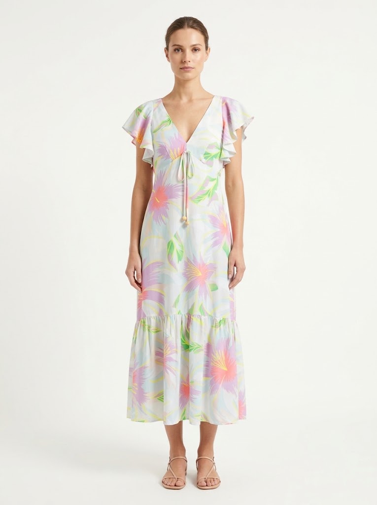 Vestido Farm Rio Estampa Chita Bali Longo