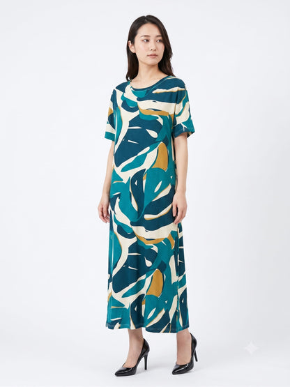 Vestido W Space Folhagens em Viscose