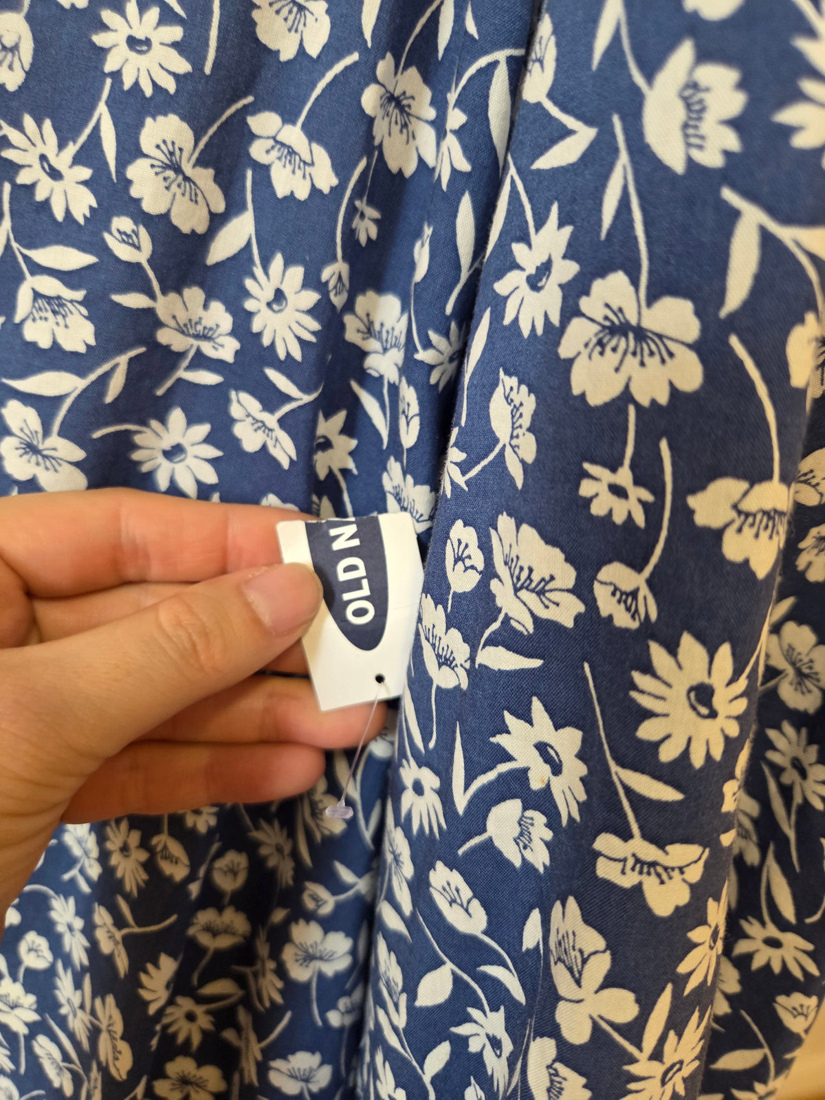 Blusa Túnica Floral Old Navy Azul com Botões Frontais