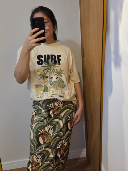 Camiseta Farm Surf Rio Bege - Modelagem Ampla