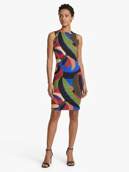 Vestido Farm Estampa Abstrata Regata Justo