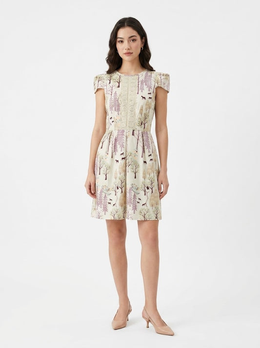 Vestido Antix Curto Estampa Renda Bosque