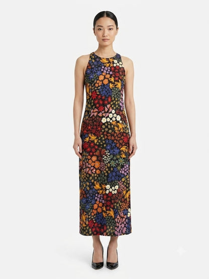 Vestido Farm Midi Floresta de Morango Preto