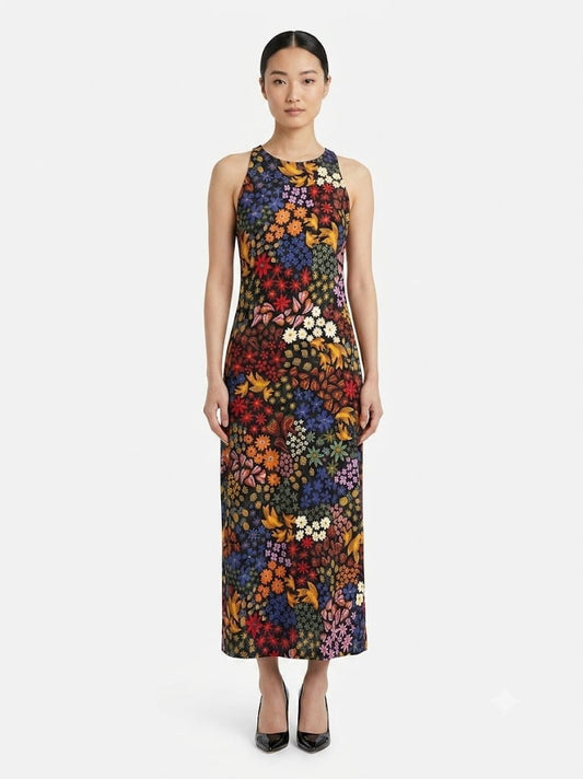 Vestido Farm Midi Floresta de Morango Preto