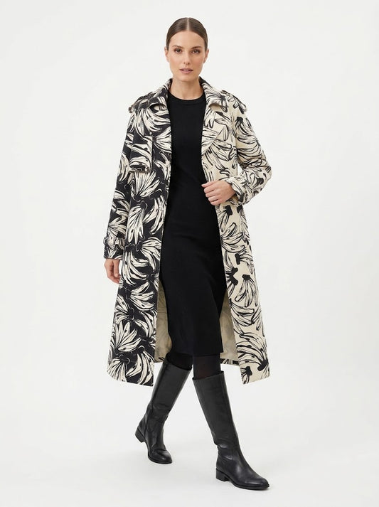 Trench Coat Farm Preto e Branco Bananas