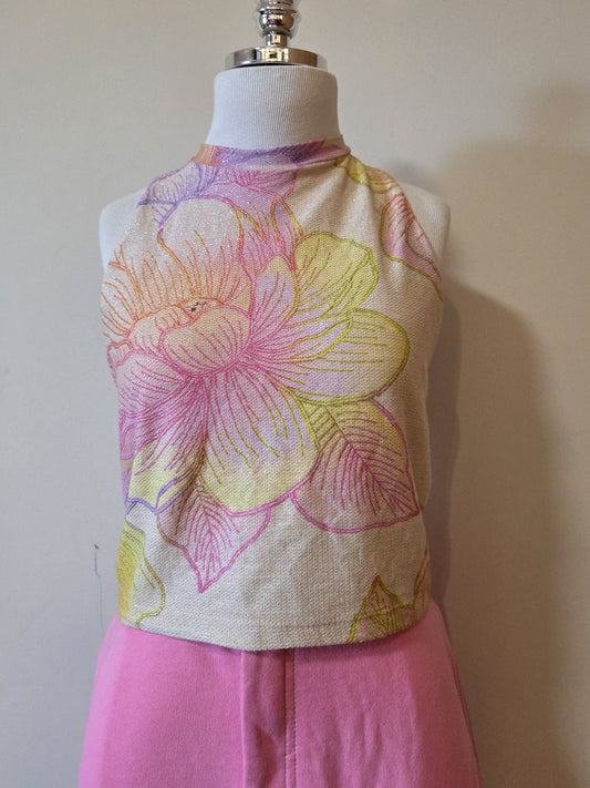 Blusinha Farm Regata Brilho Floral Rosa