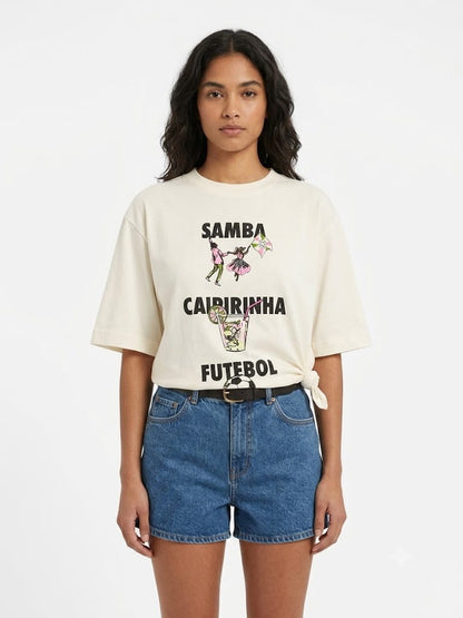 Camiseta Farm Samba Caipirinha Futebol - Modelagem Ampla