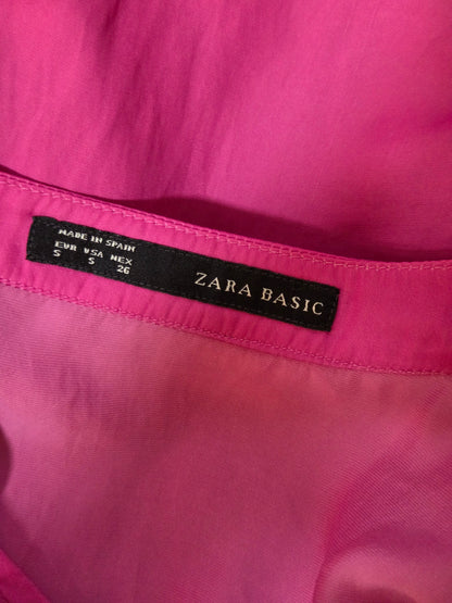 Blusa Transpassada com Drapeado Zara Basic Rosa Pink