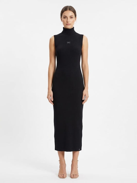 Vestido Calvin Klein Midi Regata Preto