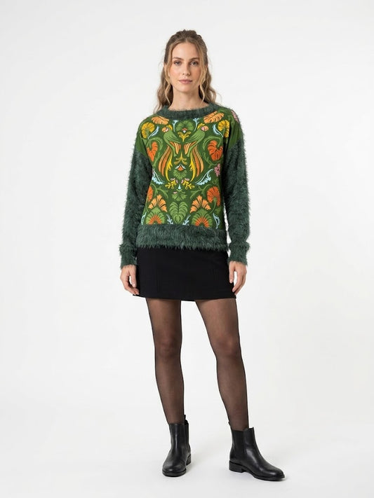 Casaco Farm Casulo Tricot Pelinho Verde