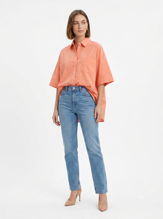Camisa Farm Laranja Coral Oversized