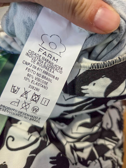 Calça Farm Pantalona Preto e Branco Animais
