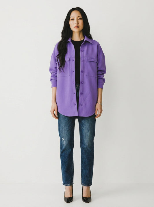 Camisa Nati Vozza Lilás Iris Modelo Fraser