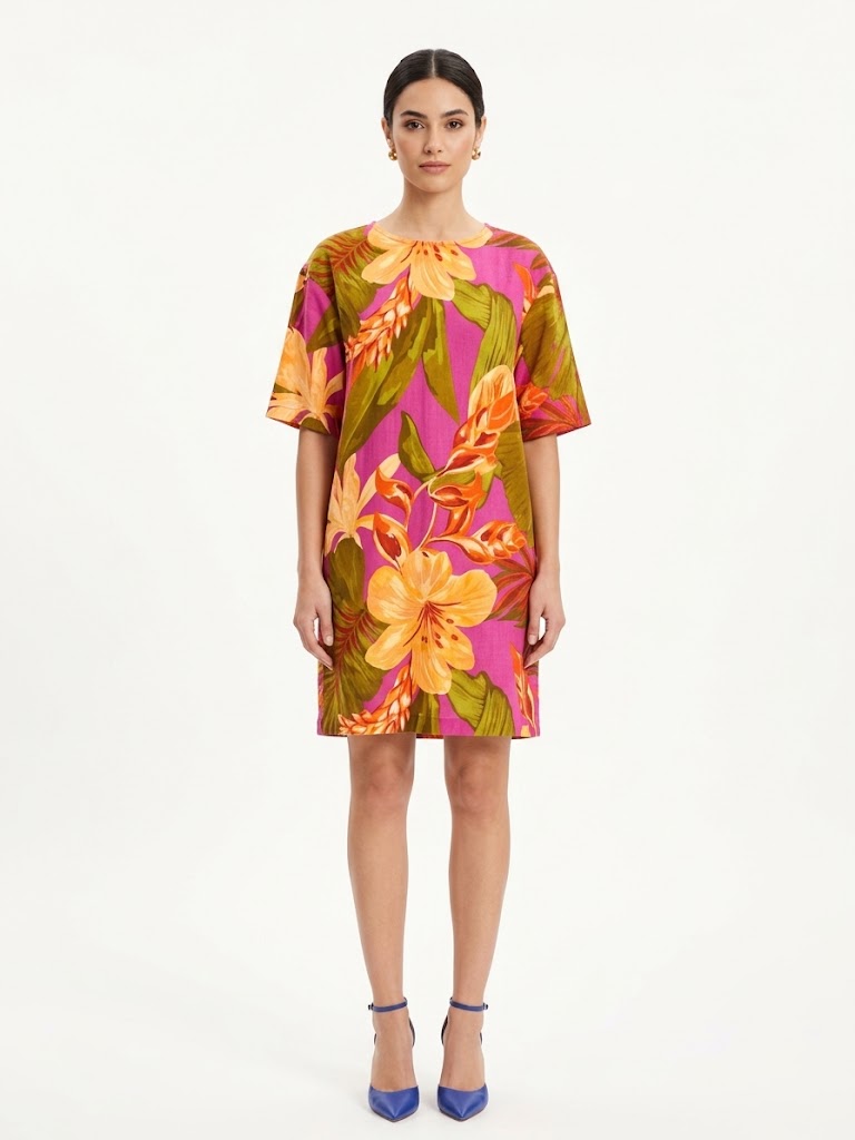 Vestido Santa Mana Floral e Folhagens