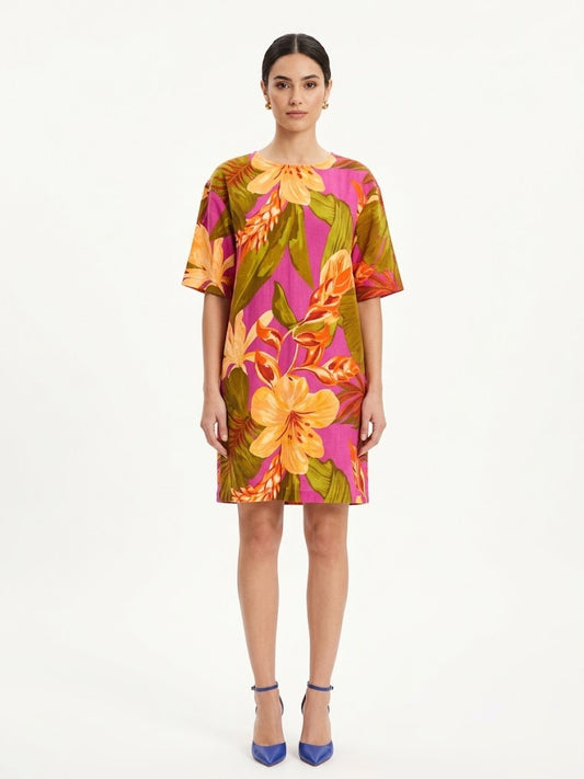 Vestido Santa Mana Floral e Folhagens