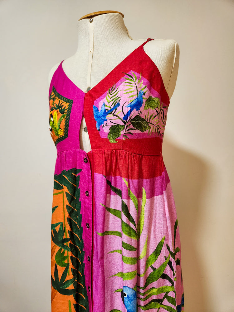 Vestido Midi Farm Lencinho Pink e Vermelho
