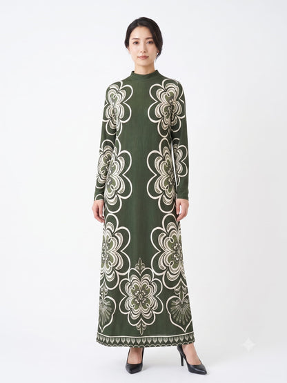 Vestido Farm Gráfico Místico Verde Manga Comprida