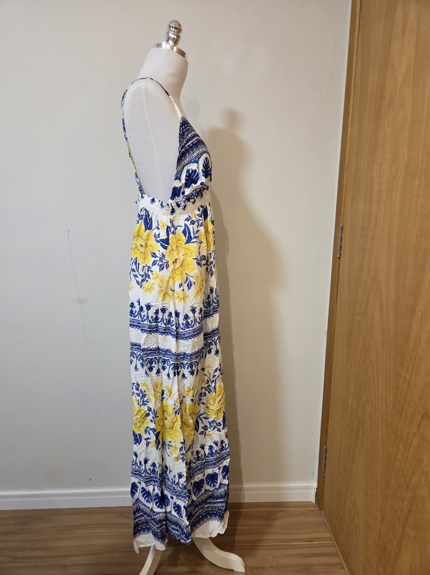 Vestido Farm Floral Amarelo com Azul