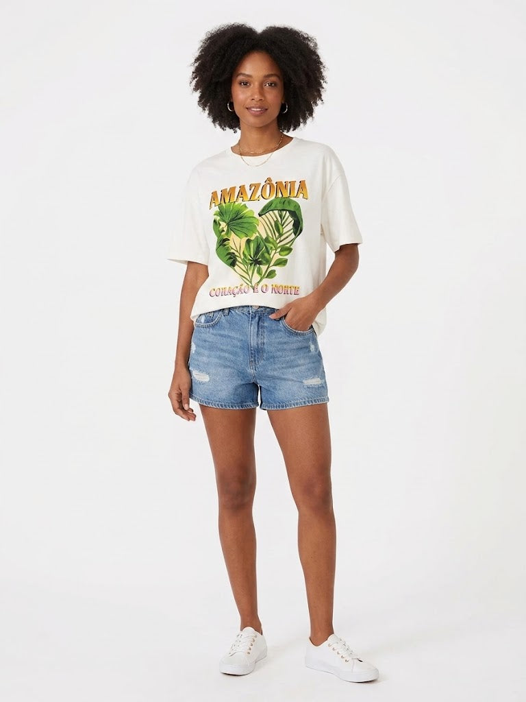 T-shirt Farm Amazônia Coração é o Norte - Branco