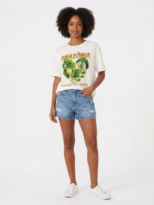 T-shirt Farm Amazônia Coração é o Norte - Branco
