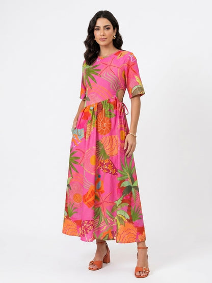 Vestido Farm Bronzeado Rosa Gandaia