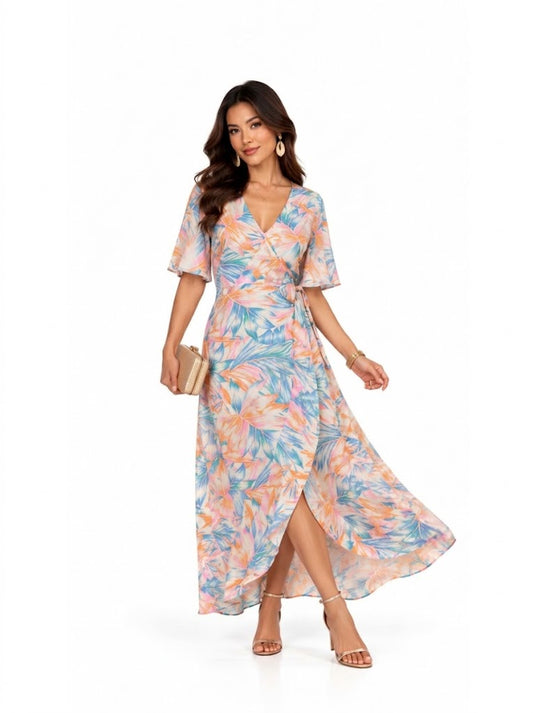 Vestido Farm Midi Transpasse Íris