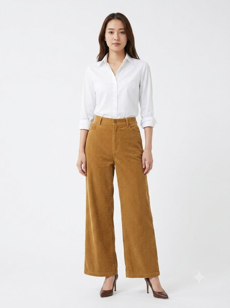 Calça Farm Veludo Cotelê Caramelo