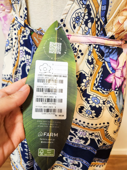 Vestido Farm Lenço Floral Pontas