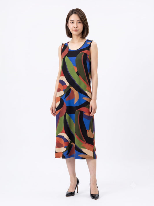 Vestido Midi Farm Estampa Abstrata Regata