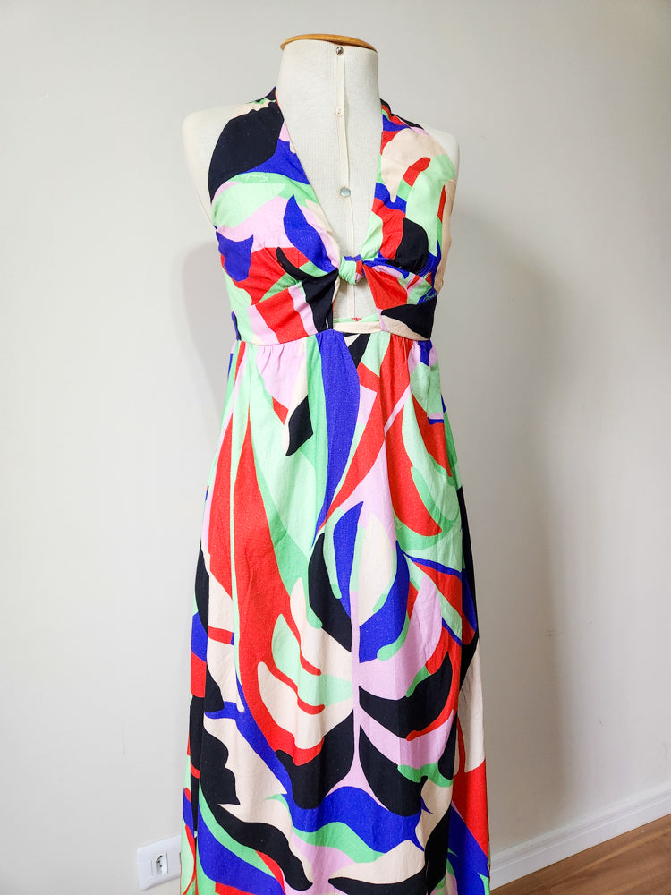 Vestido Farm Frente Única Folhagem Fresca