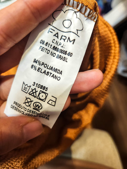 Calça Farm Flare Texturizada Caramelo